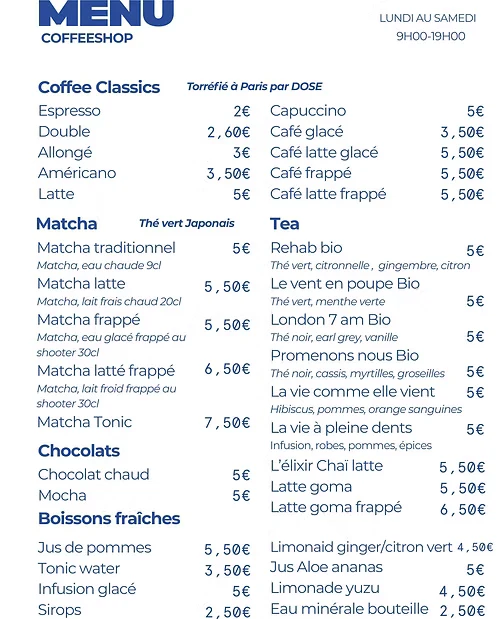 Menu café et boissons d'Ikebanart